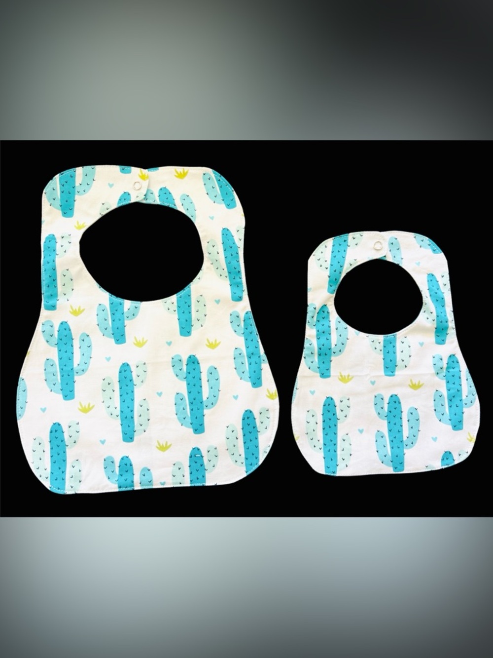 Cute Cactus Print Baby Bib - Blue/Teal
